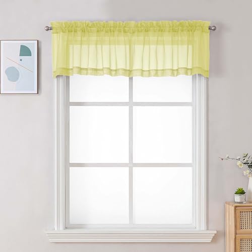 Sheer Valances for Windows (Lemon / 42"W x 14"L (Pack of 2))