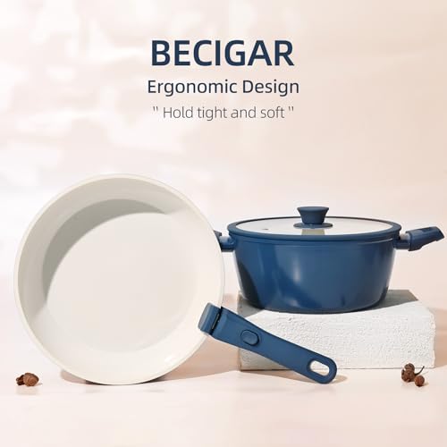 23pcs Ceramic Pots and Pans Set (Blue 23 Pcs)