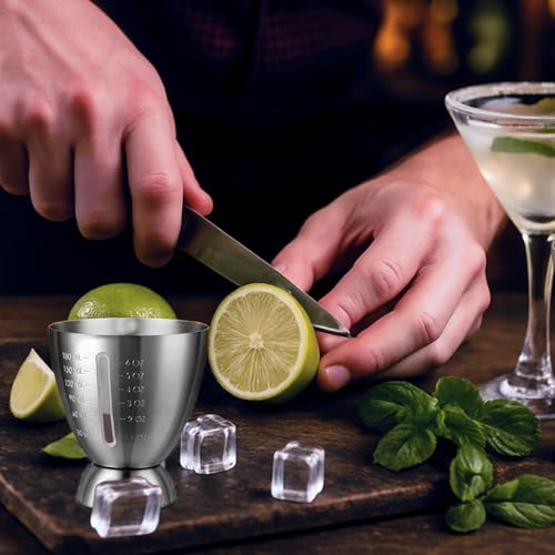 Stainless Steel Cocktail Jigger with OZ&ML Markings (#2 Silver 1PC)
