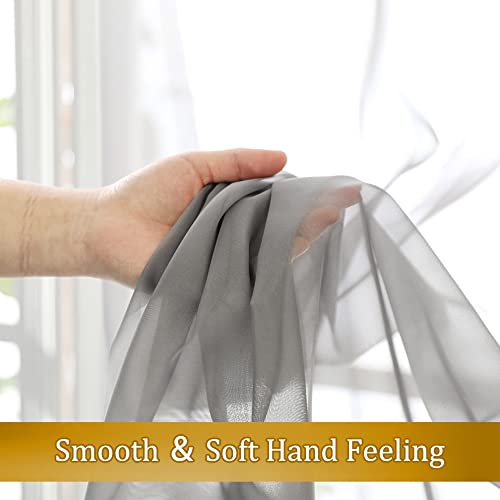 Charcoal Grey Sheer Curtains 36 inches Long 2 Panels Set (40"W x 36"L (Pack of 2) / Charcoal Grey)
