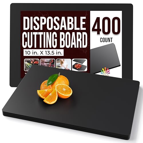 Disposable Cutting Boards for Kitchen 400 Count Black Cutting Board 10 Inch X 13.5 Inch Flexible Cutting Boards For Kitchen ~ Patent Pending ~ Recyclable Disposable Cutting Board Sheets (Black / Medium 400 Count)