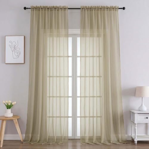 Taupe Bedroom Curtains 2 Panel Sets 96 Inch Length (Taupe / 59"W x 96"L (Pack of 2))
