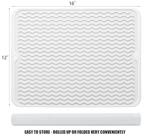 Silicone Dish Drying Mat (White / 16" x 12")