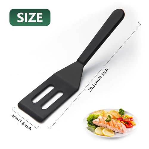 2 Pack】Kunovo Small Spatula for Nonstick Cookware Mini Spatulas for kitchen Use (Black-2)