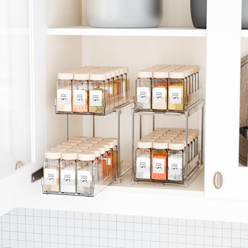 2 Tier Vertical Spice Rack Pull Out (Clear-2 Drawer)