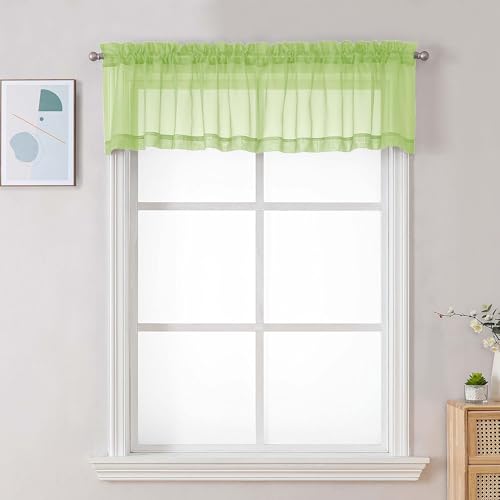 Sheer Valances for Windows (Lime / 42"W x 14"L (Pack of 2))