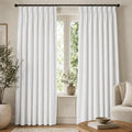 Pinch Pleated 100% Blackout Linen Curtains 108 Inch for Bedroom (Cream White/Linen Total Blackout / 40"W x 108"L (Pack of 2))