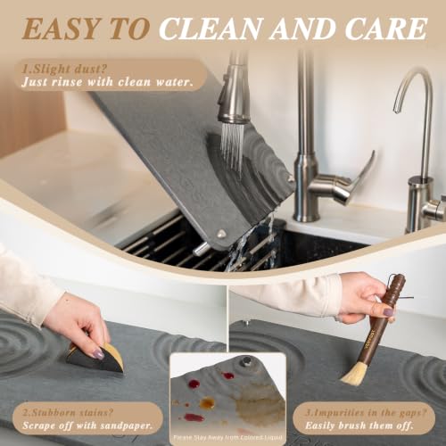 Nested Dish Drying Mat with Bamboo Rack for Dishes (Bamboo Rack Midnight Gray)