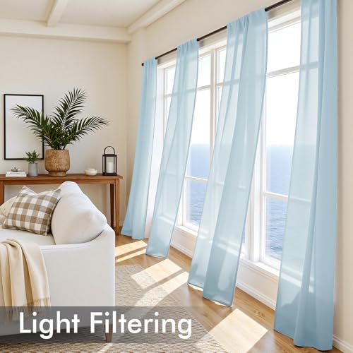 Sky Blue Sheer Curtains 84 Inches Long 4 Panels 42 x 84 Inches (42"W x 84"L (Pack of 4) / Sky Blue)