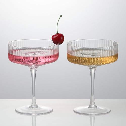 4 Pcs Ribbed Coupe Glasses (4 pcs)