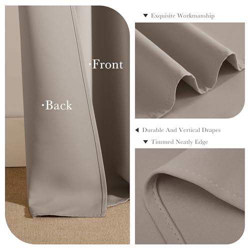 Blackout Curtains Thermal Insulated Window Treatment Panels Room Darkening Blackout Drapes for Living Room Back Tab (Light Taupe / 52"W x 54"L (Pack of 2))