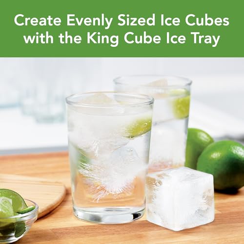 Large 2” King Cube Ice Tray with Lid Charcoal Gray Ice Cube Trays for Whiskey Cocktails Smoothies