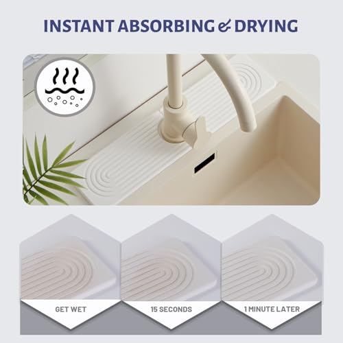 Stone Faucet Mat for Kitchen Sink (White.15.8" x 3.9")