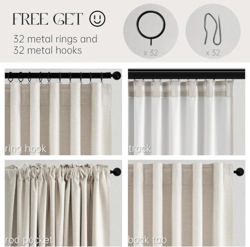 54 Inch Long Blackout Tiers Curtains for Small Window Elegant Short Curtain Drapes for Livingroom Bedroom Thermal Insulated Linen Cafe Drapes (Birch / 52"W x 54"L (Pack of 2))