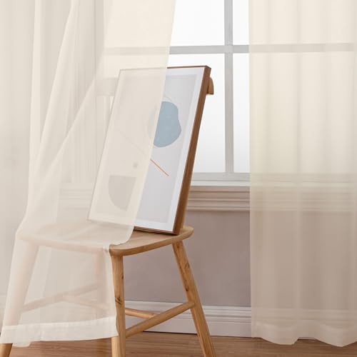 Cream Sheer Curtains 96 Inches Long (Cream / 42"W x 96"L (Pack of 2))