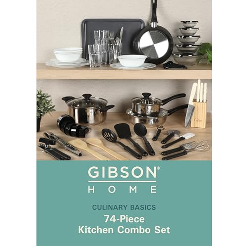 74 Piece Kitchen in a Box Pots and Pans Cookware (74-Piece / White (74pc))