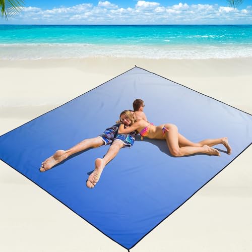 Beach Blanket Mat Waterproof Sandproof for 2 (Gradient-bluewhite / 79" X 83"（1-4person）)