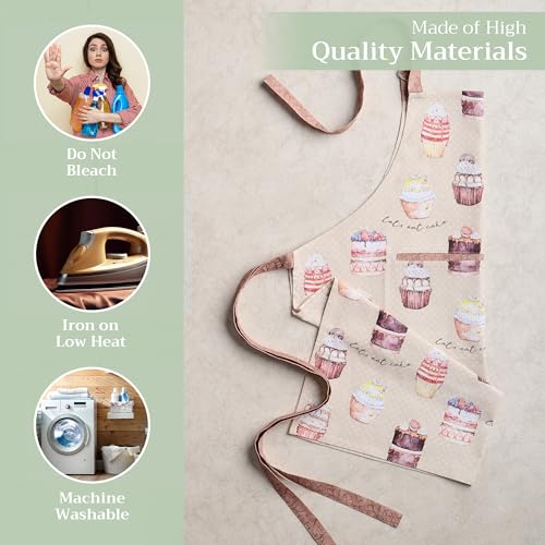 Aprons for women with Pocket 100% Cotton Pack of 1 (098 - Cakes)