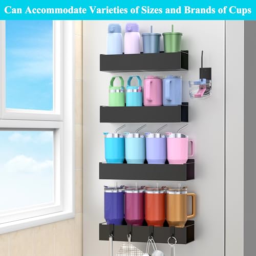 Metal Magnetic Water Bottle Holder for Refrigerator (4 Pack / Jet Black)