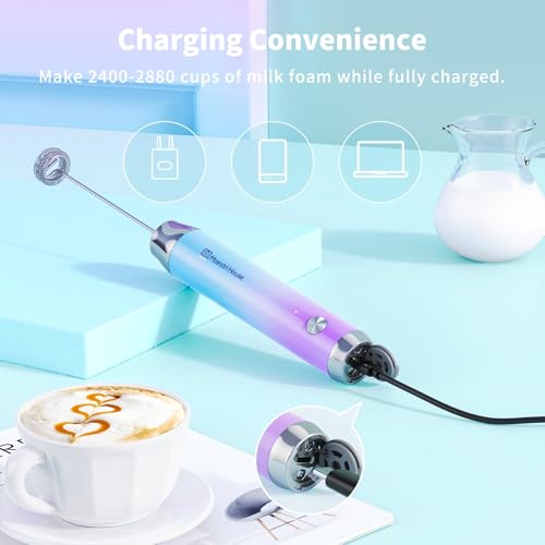 LunaFro Rechargeable Milk Frother (Purple and Blue)