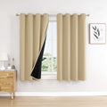 100% Blackout Curtains for Bedroom 63 Inches Long 2 Panels Set (52"W x 63"L (Pack of 2) / Beige)