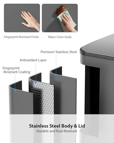 Dual Trash and Recycling Bins for Kitchen (Gray / 2 x 11 Gallon)
