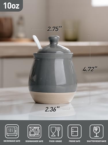 10oz Sugar Bowl with Lid and Spoon (Sugar Bowl / Dark Gray)