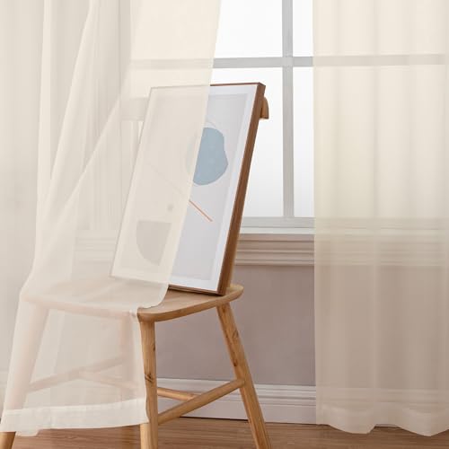 Cream Sheer Curtains (Cream / 59"W x 63"L (Pack of 2))