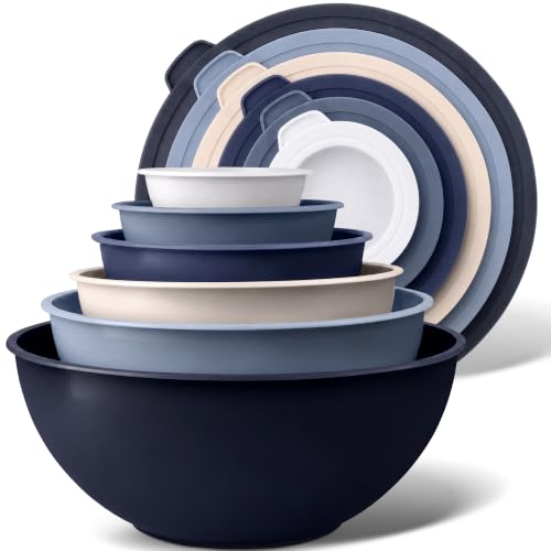 12 Piece Plastic Mixing Bowls with Leak (Navy Ombre)