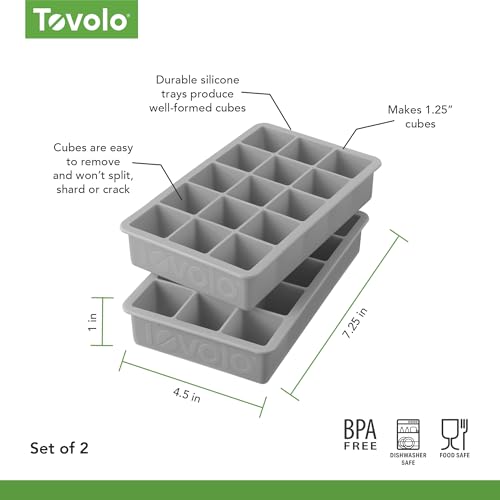 Silicone Ice Cube Tray Oyster Gray Pack of 2 BPA Free Ice Tray Mold for Coffee Drinks Cocktails (Oyster Gray / Pack of 2)