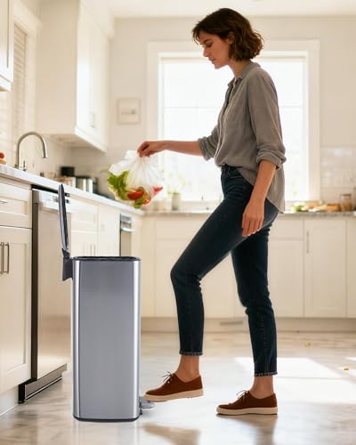 8 Gal Kitchen Trash Can (Silver)