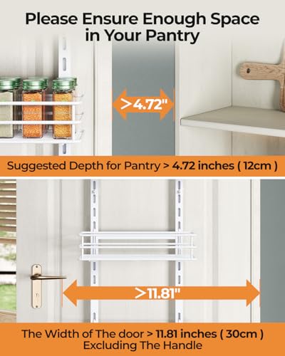 5 Tier Narrow Pantry Door Organizer (White-5)