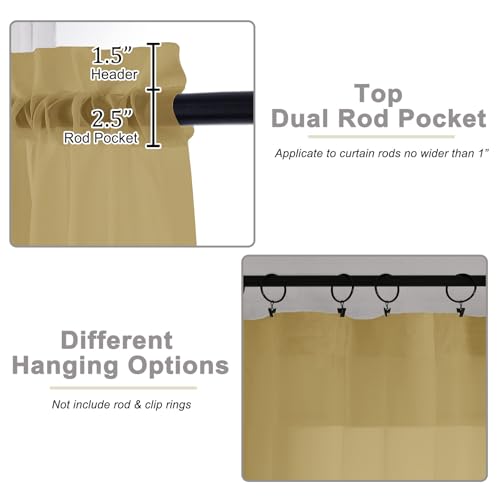 Gold Sheer Curtains 84 Inches Long 2 Panels Set for Bedroom Living Room (Gold / 59"W x 84"L (Pack of 2))