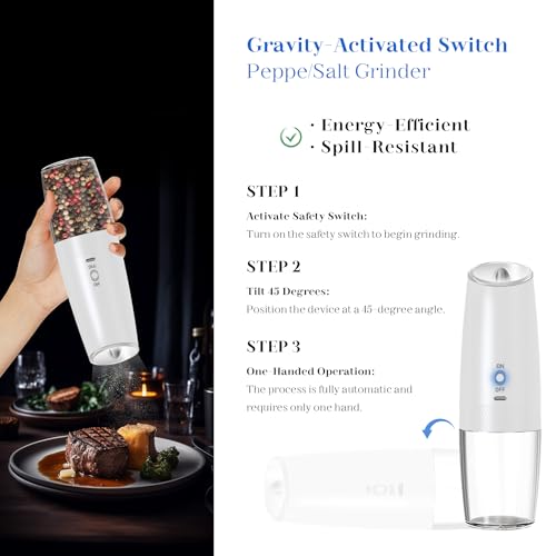 Rechargeable Salt Pepper Grinder Set (Black+White-Set)