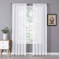 Sheer Curtains Linen Textured Bedroom Curtain Sheers Light Filtering Rod Pocket Voile Curtains for Living Room (54"W x 84"L (Pack of 2) / White)