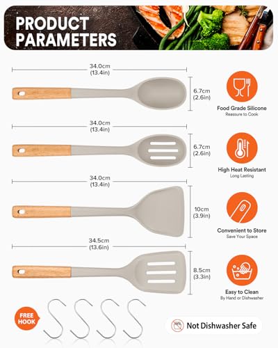 Silicone Cooking Utensils Set (Khaki)