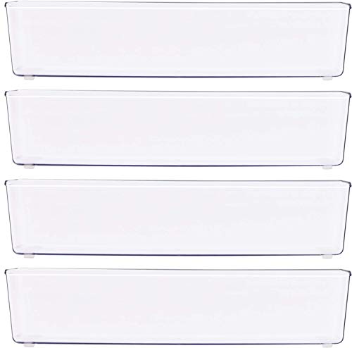 Clear Drawer Organizer for Office Bin Desk Storage (Large Size)