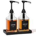 Coffee Syrup Dispenser with Tray (2 Pack+Tray)