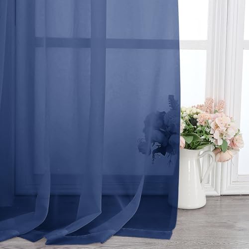 Royal Blue Sheer Curtains 78 Inches Long 2 Panels Set (Royal Blue / 42"W x 78"L (Pack of 2))