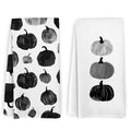 Black Fall Pumpkin Decor Kitchen Towels and Dishcloths Set of 2 (Black Pumpkins)