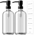 Glass Soap Dispenser with Pump (Clear Bottle + Black Pump / 2 Pack)