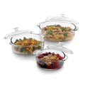 Baker's Basics Glass Casserole Dish Set with Covers (Basic - 3pc Round Set)