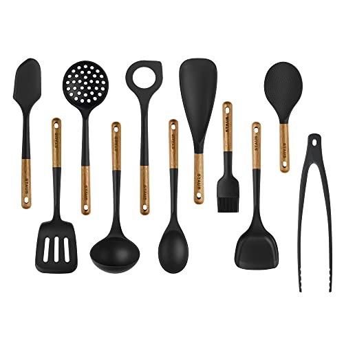 Silicone with Wood Handle 11 (11-pc / Matte Black)