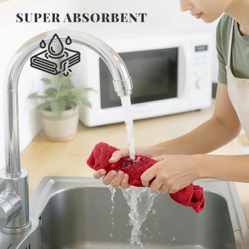 100% Cotton Kitchen Towels 18"x28" (Red / 18 x 28 - 8 Pack)