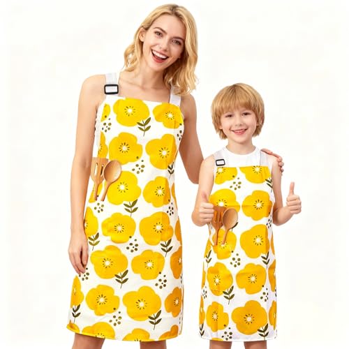 Mommy and Me Apron Set (Yellow Flower)