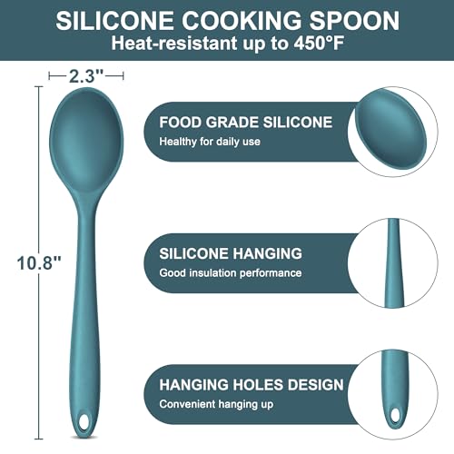 Silicone Cooking Spoon Set of 2 (Blue)