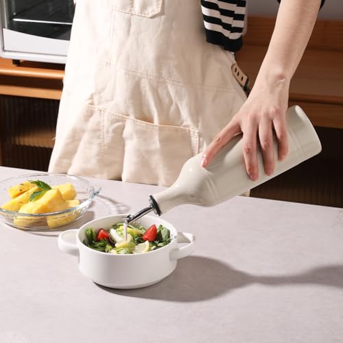 Sweejar Large Ceramic Olive Oil Dispenser Bottle (24 oz, Set of 1 / Beige)