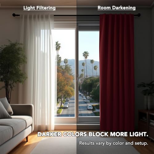 Solid Rod Pocket and Back Tab Curtains Thermal Insulated Christmas Curtains Blackout Curtains for Living Room 52Wx84L Inch Burgundy Red Set of 2 (Maroon Red / 52"W x 84"L (Pack of 2))