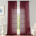 Burgundy Sheer Curtains 120 Inches 2 Panels for Living Room 59" Wide (Burgundy Wine / 59"W x 120"L (Pack of 2))