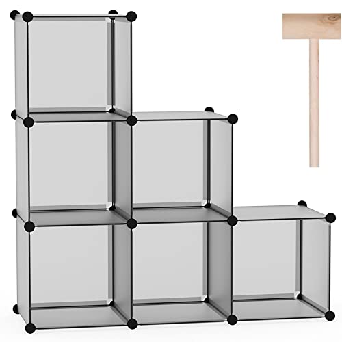 6 Cube Storage Organizer Cube Shelf Closet Storage Bookcase (Grey)